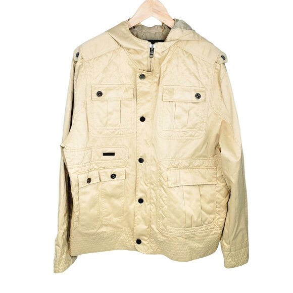 Sean John Mens Khaki‎ Quilted Hooded Jacket XL - Picture 1 of 8